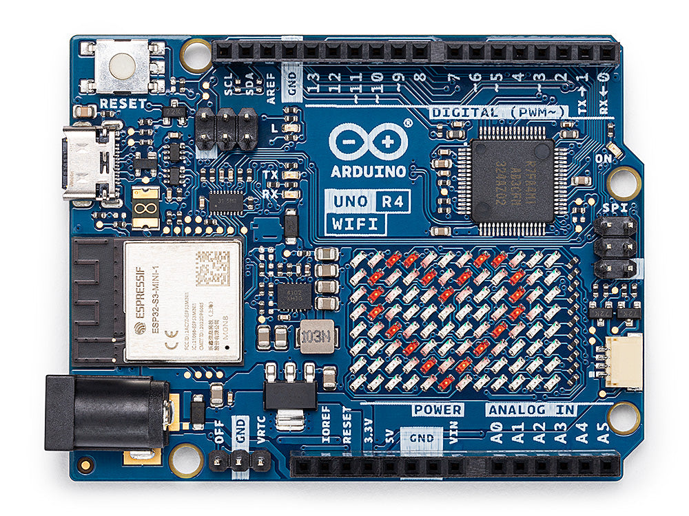 Arduino UNO R4 WiFi board viewed from above